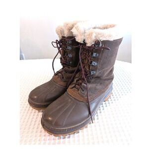 Sorel Crusader Snow Boots Brown Mens 11 Insulated Canada Made Vintage